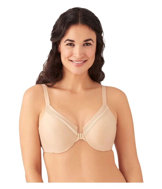 Wacoal Women's Perfect Primer Front Close Underwire Bra Full Coverage, Sand, 38D