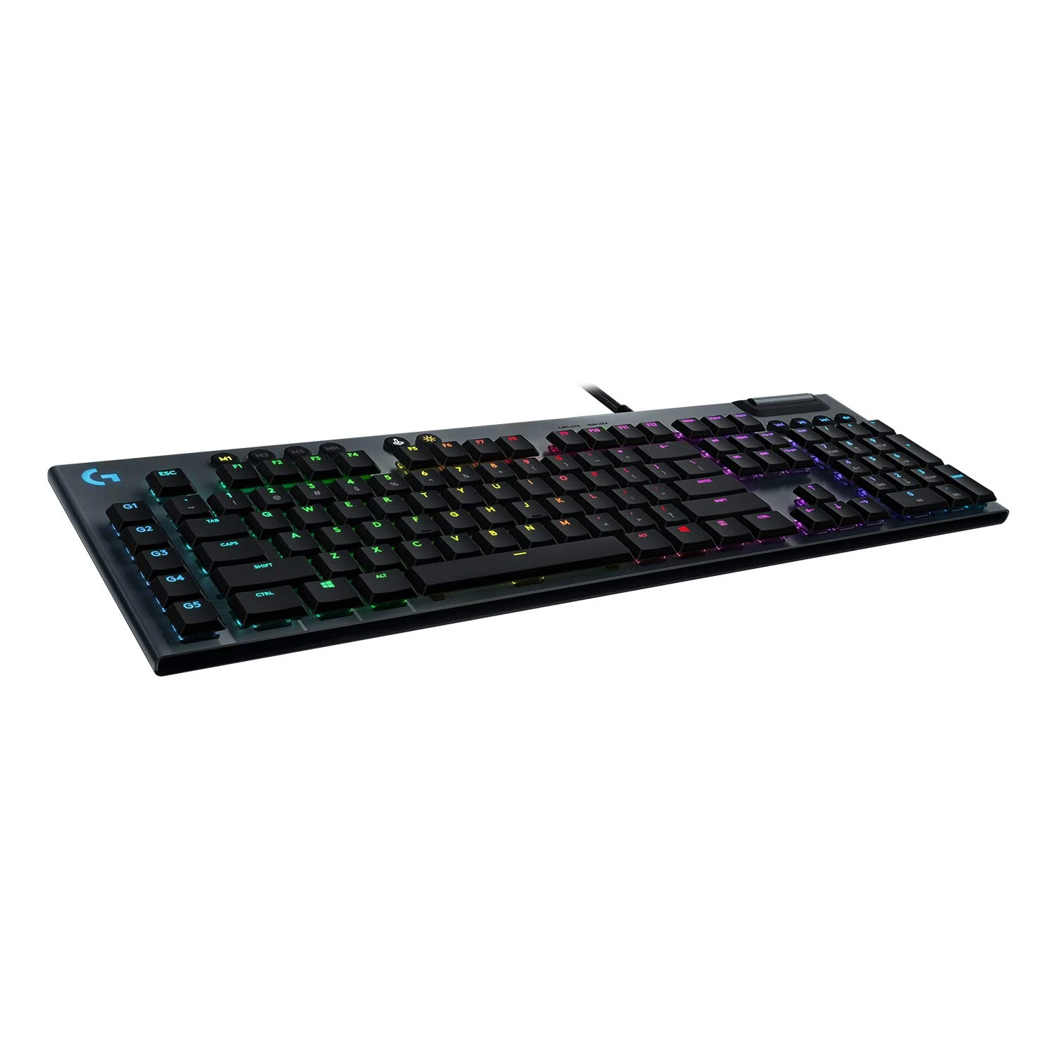Logitech G815 LIGHTSYNC RGB Wired Mechanical Gaming Keyboard with low profile GL-Tactile switches, 5 programmable G-keys, USB Passthrough, Dedicated media controls, QWERTY UK Layout - Black