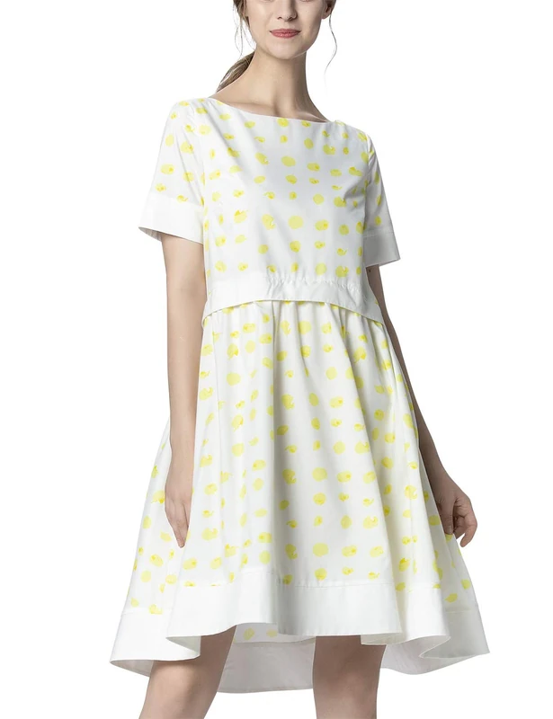 APART Fashion Women's Dress with Dots, Yellow (Vanille-Creme Vanille-Creme), 8 (Size: 34)