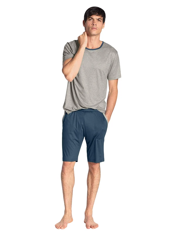 CALIDA Men's I Love Nature Pyjamaset Kurz Pyjama Sets, Gravel Melé, Large