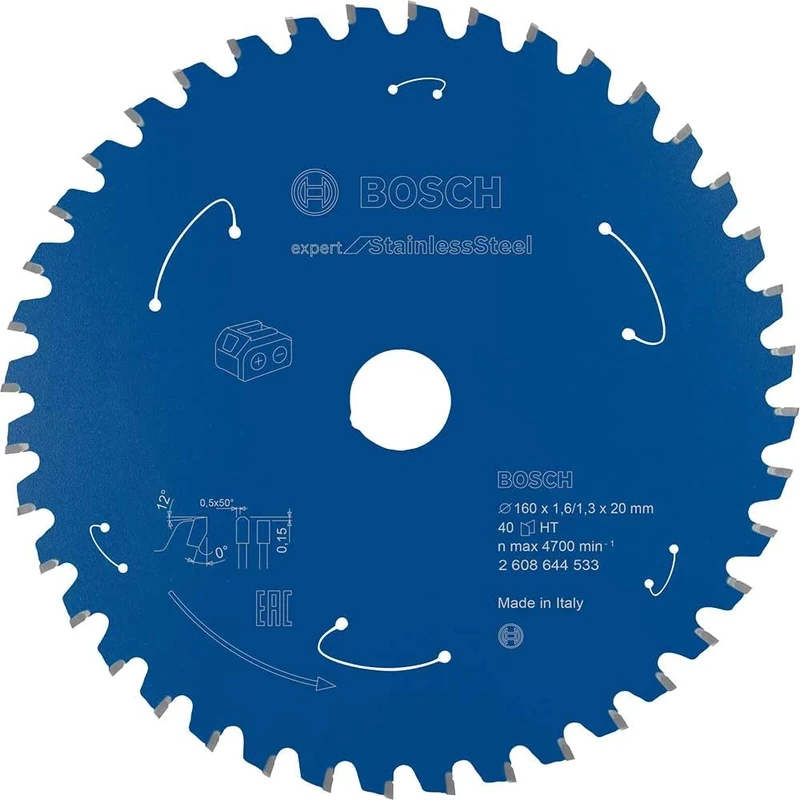 Bosch Accessories Professional Circular Saw Blade Expert for (Stainless Steel, 160 x 20 x 1.6 mm, 40 teeth; Accessories: Cordless Circular Saw)