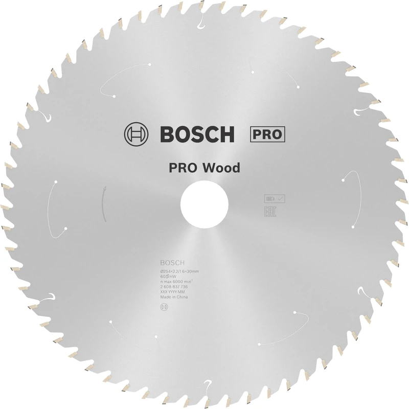 Bosch 1x PRO Wood Circular Saw Blades for Cordless Table Saws (for Softwood, Hardwood, Ø mm, Professional Accessory Table Circular Saw)