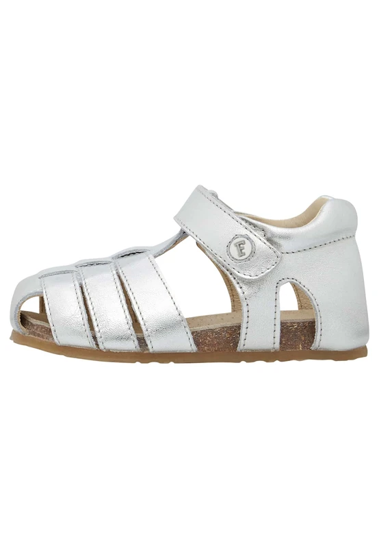 Falcotto Dinosaur Print Half Closed Leather Sandals, silver, 7 UK Child - Image 1