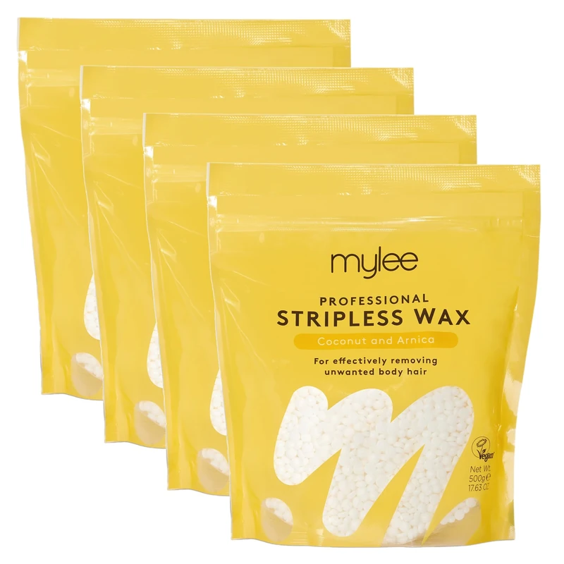Mylee Professional Hard Wax Beads 2Kg, Stripless Depilatory Waxing Pellets Solid Film Beans No Strip Needed, Painless Gentle Hair Removal of Full Body, Face & Bikini Line (Coconut & Arnica)