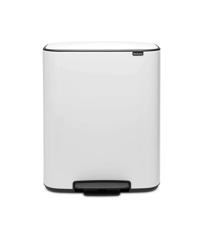 Brabantia Bo Pedal Bin - 2 x 30L Inner Buckets (White) Large Waste/Recycling Kitchen Bin - Soft Closing Lid