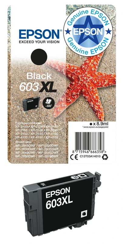 Epson 603XL Black Starfish High Yield Genuine, Ink Cartridge