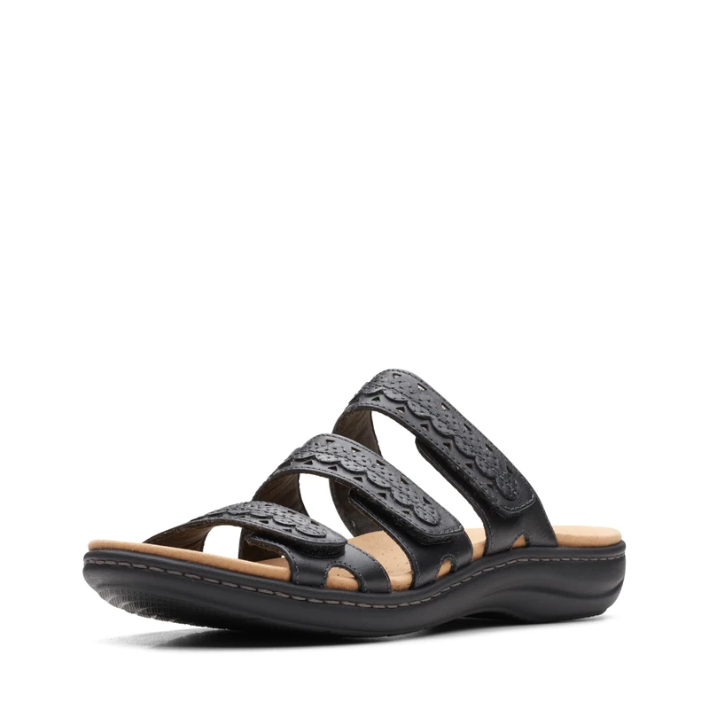 Clarks Women's Laurieann Cove Flat Sandal, Black Leather, 5.5 UK