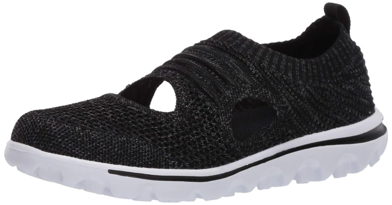 Propét Women's TravelActiv Avid Sneaker, Black, 7 UK