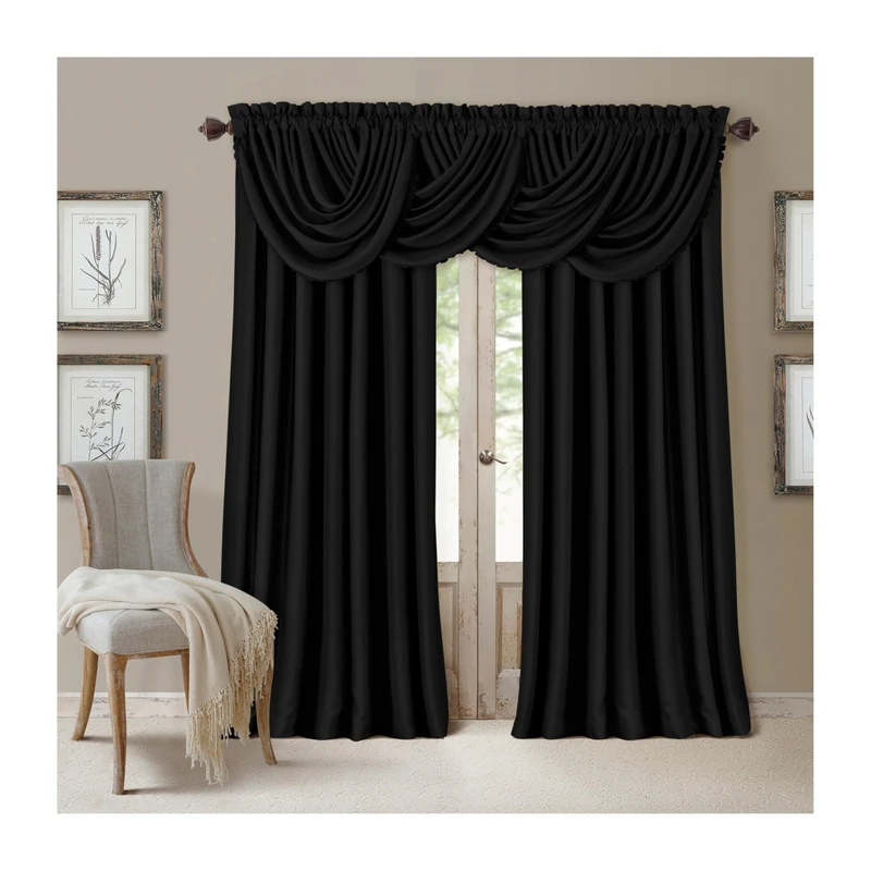 Elrene Home Fashions All Seasons Energy Efficient Room Darkening-Rod Pocket Window Panel, 52" x 108" (1), Black