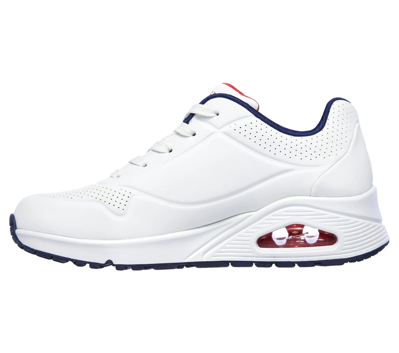 Skechers Women's Uno Stand on Air Sneaker, White Navy Red, 7 UK