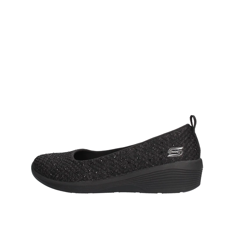 Skechers Women's Arya Sweet Glitz Slip On Trainers, Black Black Metallic Knit Black Gunmetal Trim Bbk, 4.5 UK