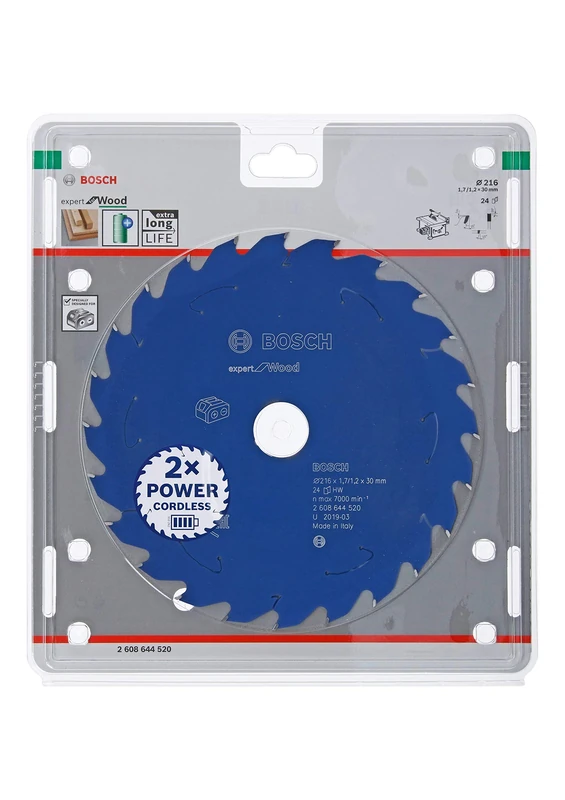 Bosch Professional Circular Saw Blade Expert (for Wood, 216 x 30 x 1.7 mm, 24 teeth; Accessories: Cordless Circular Saw)