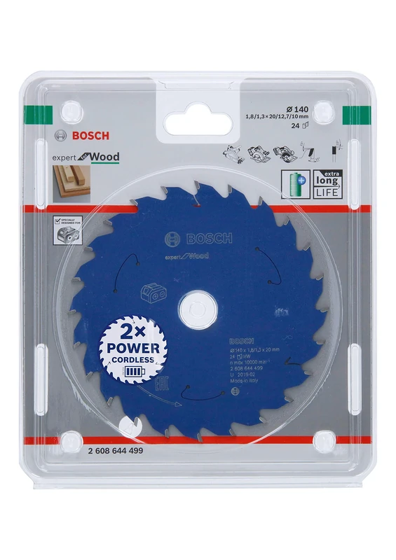 Bosch Professional Circular Saw Blade Expert (for Wood, 140 x 20 x 1.8 mm, 24 teeth; Accessories: Cordless Circular Saw)