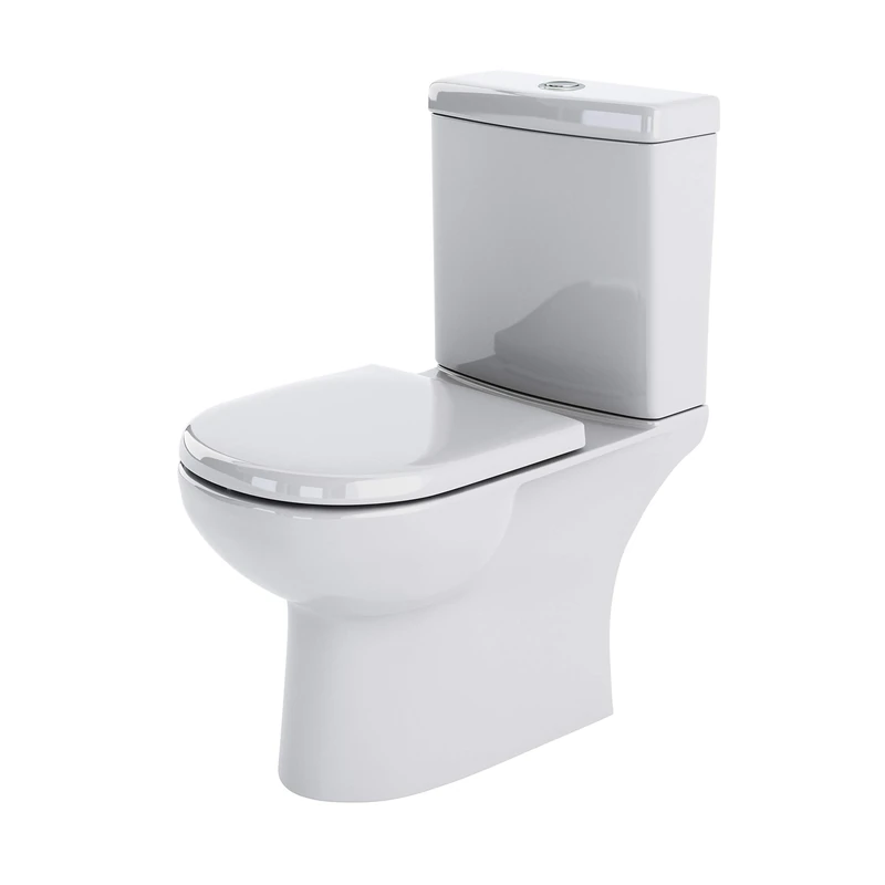 Nuie NCA620-1PC Lawton Modern Coupled Bathroom Toilet with Dual Flush Cistern and Soft Close Seat, White