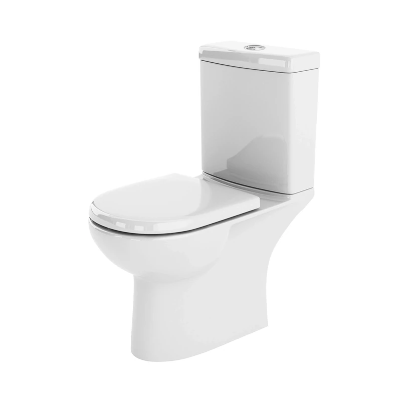 Nuie NCA380-1PC Lawton Modern Compact Coupled Bathroom Toilet with Dual Flush Cistern and Soft Close Seat, White