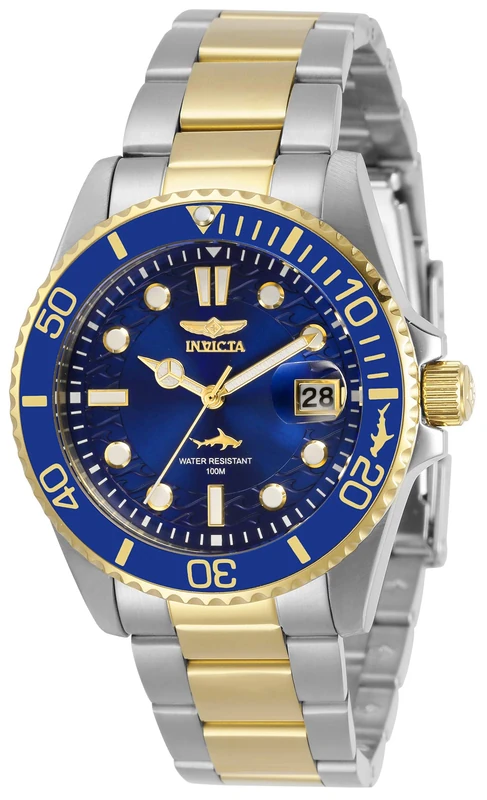 Invicta Pro Diver 30481 Watch - Waterproof - Analogue - Quartz Movement - stainless steel with blue dial - 38mm