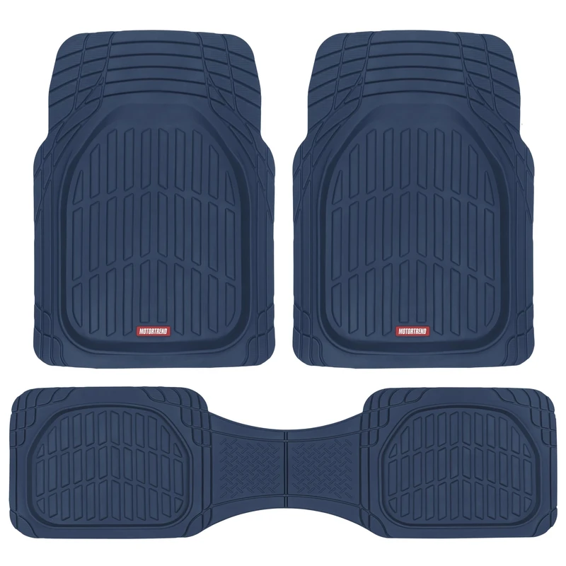 Motor Trend 923-CB Cobalt Blue FlexTough Contour Liners-Deep Dish Heavy Duty Rubber Floor Mats for Car SUV Truck & Van-All Weather Protection, Universal Trim to Fit