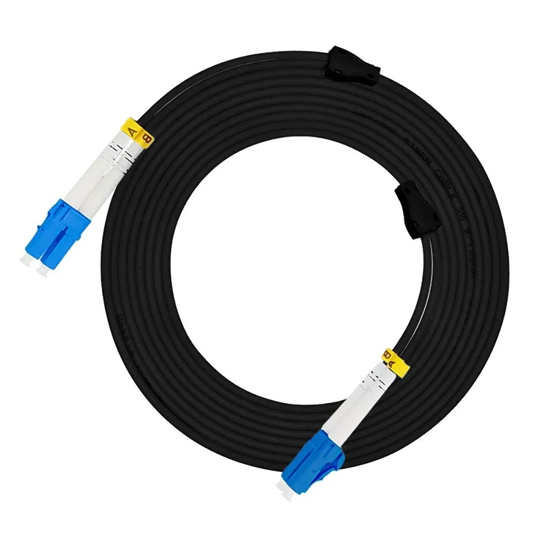 Jeirdus 50Meters LC to LC Outdoor Armored Duplex 9/125 SMF Fiber Optic Cable Jumper Optical Patch Cord Singlemode