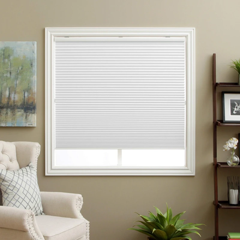 Cellular Shades Cordless Blackout Honeycomb Blinds Fabric Window Shades White(Blackout), 24" W x 64" H