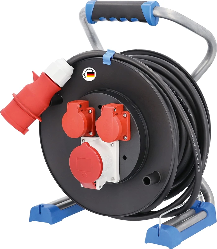 as - Schwabe Xperts CEE Plastic Cable Reel 40 m with CEE Plug 400 V, 16 A, 2 Earthing Contact Sockets 230 V, 16 A, H07RN-F 5G1.5, 1 CEE Socket 400 V, 16 A Max. 10,000 W, Made in Germany, IP44, 23654