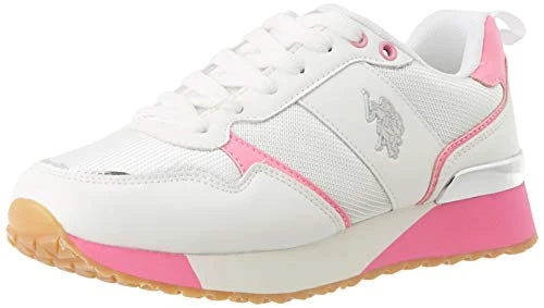 US Polo Association Women's Tabitha4 Fluo Gymnastics Shoes, Multicolour (WHI/Fux 057), 3 UK