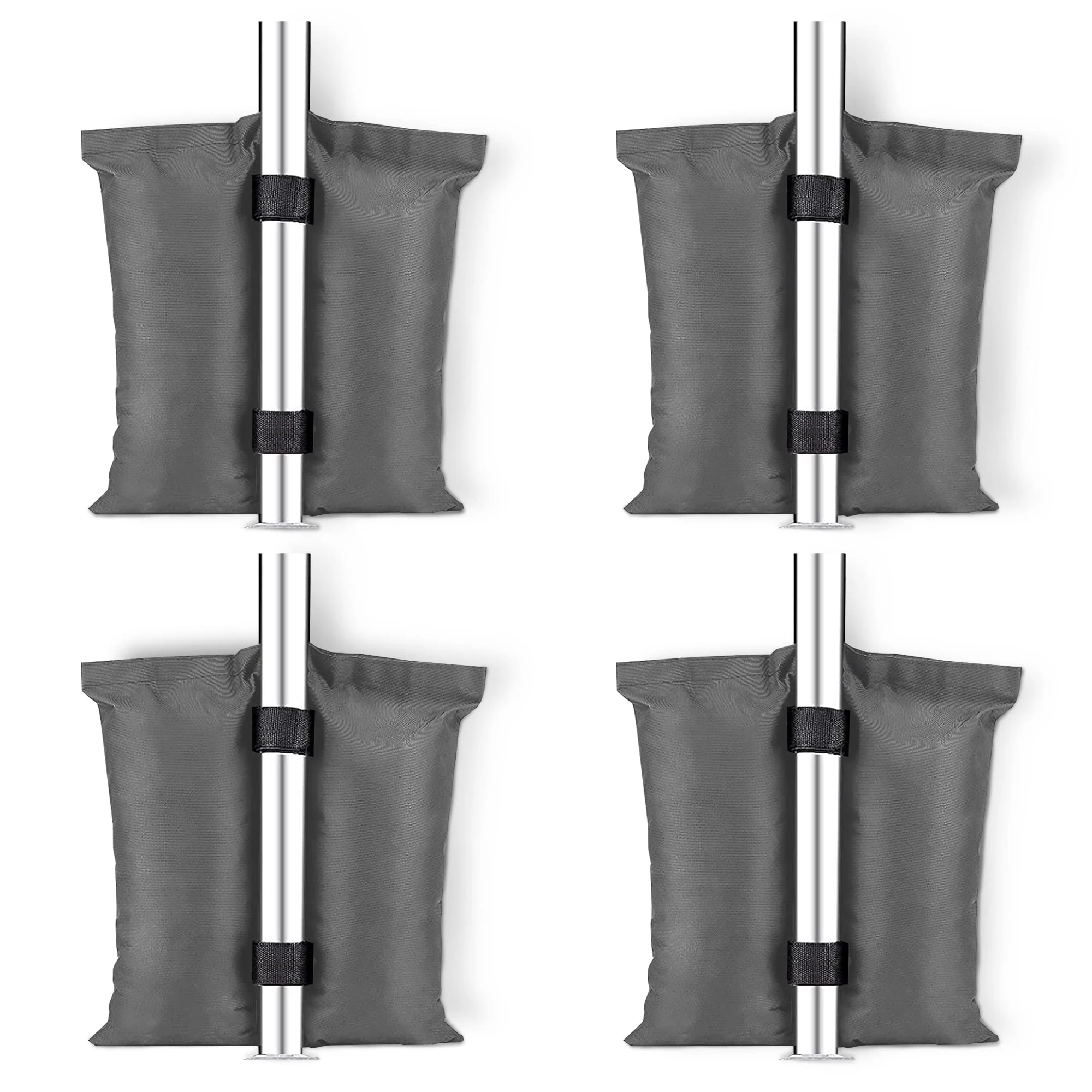 KEPLIN 4-Pack Gazebo & Tent Weight Bags - Heavy-Duty Stability for Canopies, Umbrellas, Furniture & More with Velcro Straps & Double Pocket Design for Secure Attachment - Reliable Hold Sand