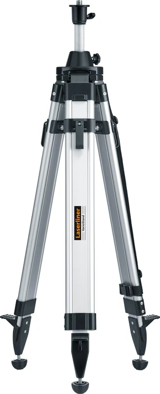 Laserliner tripod for lasers, VarioStand L, construction tripod with 1/4" and 5/8" adapters, 180 cm high, height-adjustable with crank lift, ideal for construction and surveying