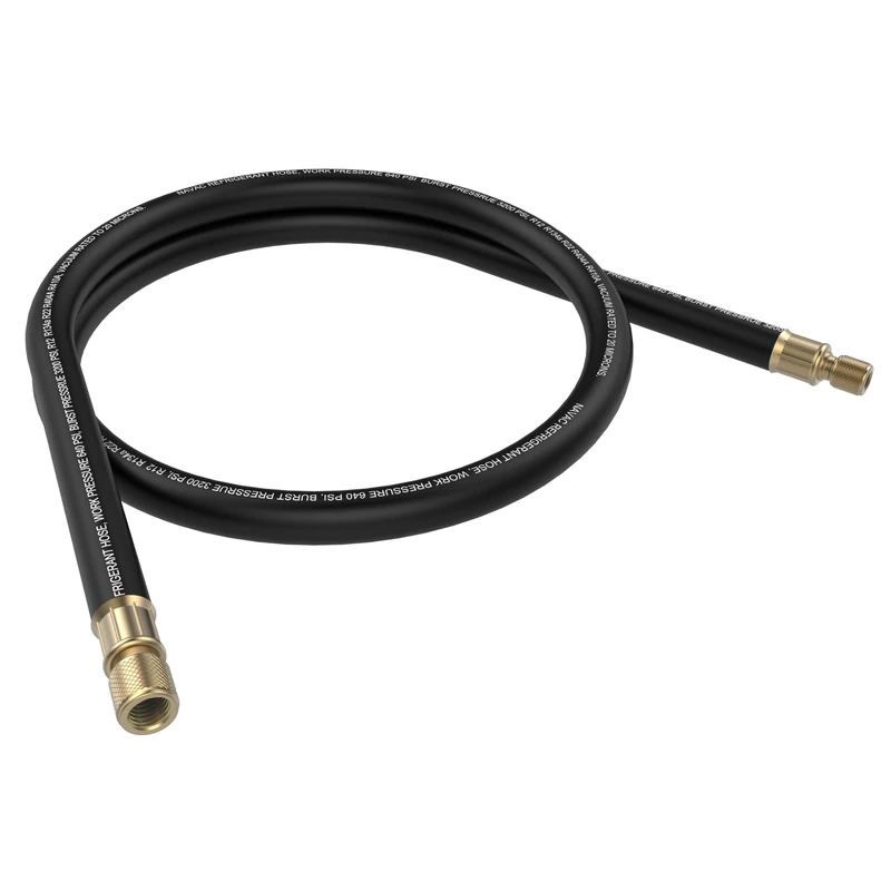 Navac Big Boy High-Flow Refrigerant Hose, Black, 6', 1/2" Diameter, 3/8" to 1/4" Fitting (NHB1) - Image 1