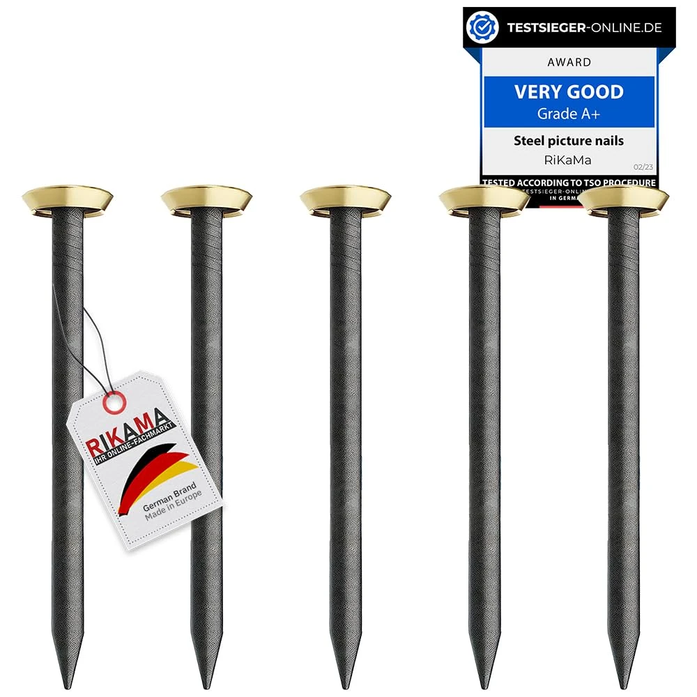 30 nail with 30 mm Length - Golden Head Steel Nails for Concrete, Brick, Plaster & Wood - Made in Europe