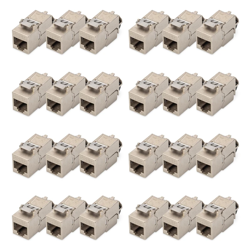 DIGITUS Keystone module cat. 6A shielded - 24 pieces - RJ45 - multi-design - 500 MHz 10G Base-T - metal clip - tool free