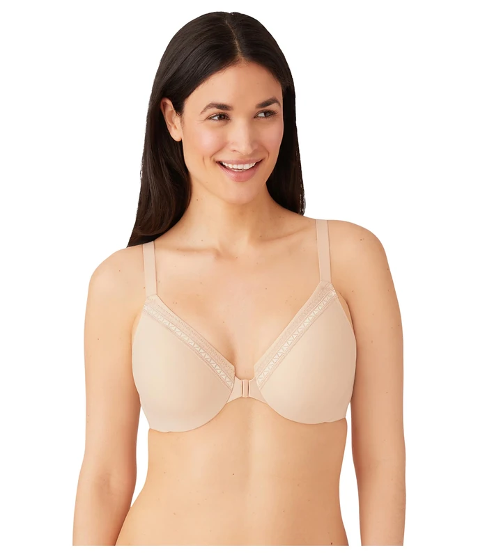 Wacoal Women's Perfect Primer Front Close Underwire Bra Full Coverage, Sand, 32 E