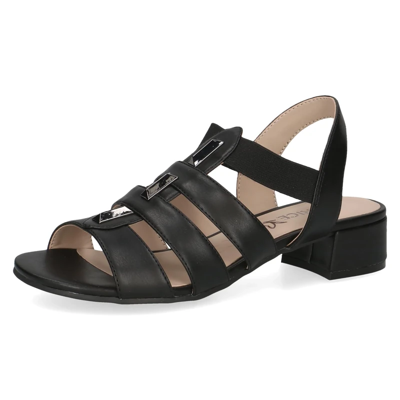 CAPRICE Women's Heeled Strappy Sandals with Studs, Black (Black Nappa), 6.5 UK