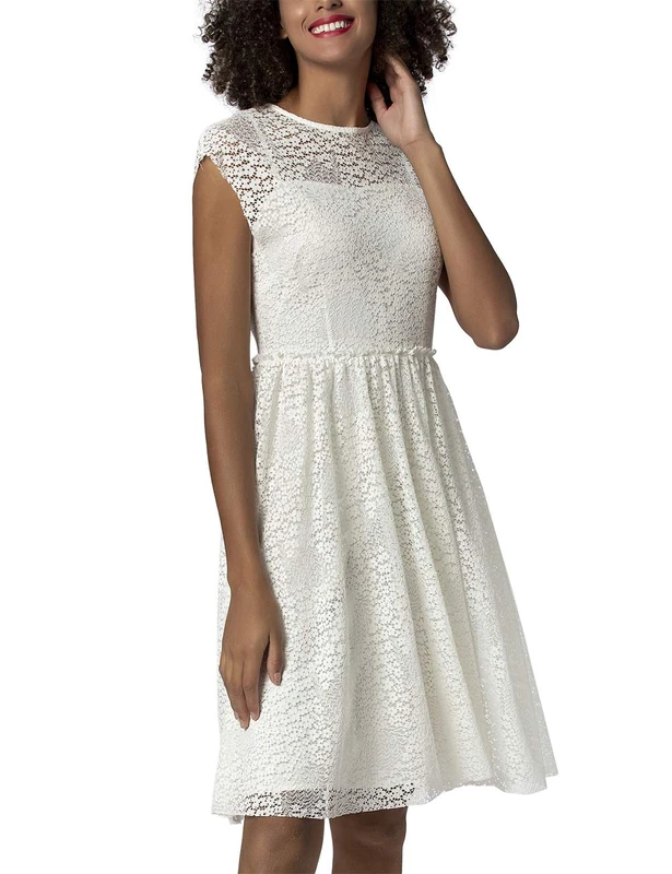 APART Fashion Women's Lace Dress, Cream, 10 (Size: 36)