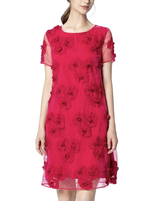 APART Fashion Women's Mesh Party Dress, Red (Pink Pink), 10