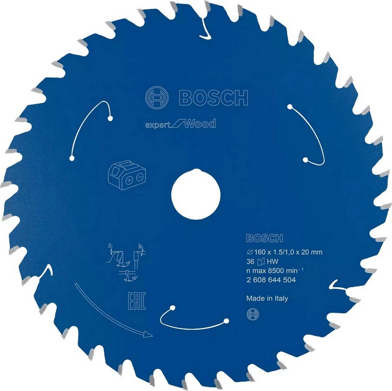 Bosch Professional Circular Saw Blade Expert (for Wood, 160 x 20 x 1.5 mm, 36 teeth; Accessories: Cordless Circular Saw)