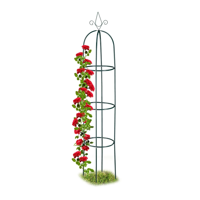 Relaxdays Growth Support, Freestanding Trellis for Wine & Tomatoes, XL Garden Obelisk, H: 200 cm, Dark Green