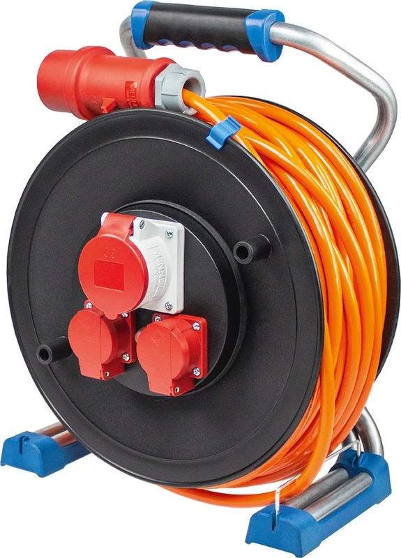 as - Schwabe Xperts H07BQ-F 5G2.5 Double Tube Professional Cable Reel 30 m with 400 V CEE Plug, 2 Earthing Contact Sockets 230 V, 1 CEE Socket 5-Pin 400 V 16 A, Hinged Cover, IP44, Made in Germany,