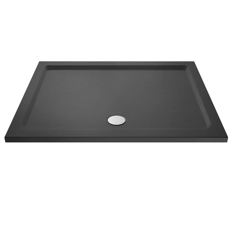 Nuie TR71052 | Modern Bathroom Rectangular Slimline Pearlstone Shower Tray, 760mm x 1600mm, Slate Grey