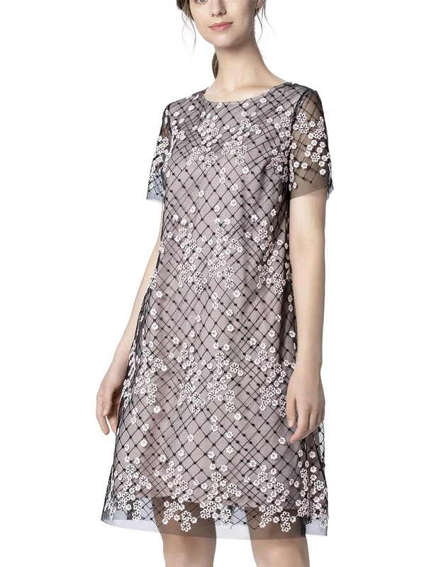 APART Fashion Women's Mesh Party Dress, Black Powder, 10