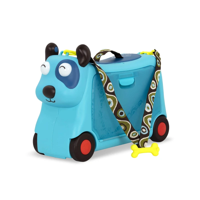 B. toys – On The Go – Woofer Ride-On Suitcase for Kids – Rolling Luggage with Storage Space for Travel & Play – Fun Animal Design for Toddlers 2+ Years - Image 1
