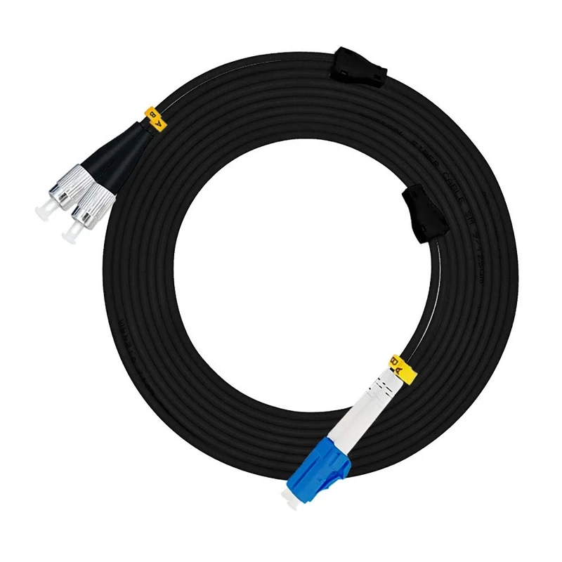 Jeirdus 50Meters LC to FC Outdoor Armored Duplex 9/125 SMF Fiber Optic Cable Jumper Optical Patch Cord Singlemode LC-FC