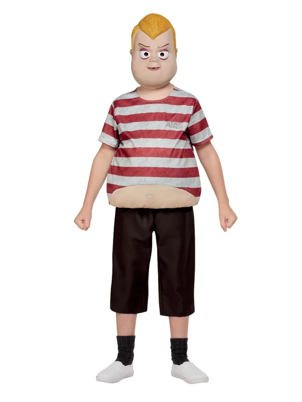 Smiffys The Addams Family Pugsley Costume for Children, Burgundy Officially Licensed Outfit with Top, Trousers, and Mask, Perfect for Group Halloween Themes, World Book Day