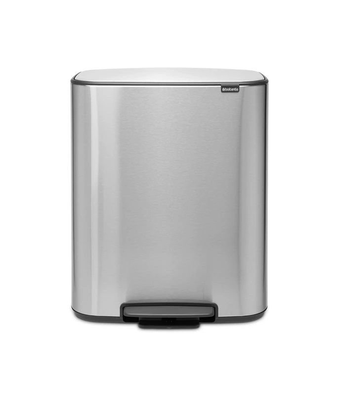 Brabantia Bo Pedal Bin - 2 x 30L Inner Buckets (Matt Steel Fingerprint Proof) Large Waste/Recycling Kitchen Bin - Soft Closing Lid