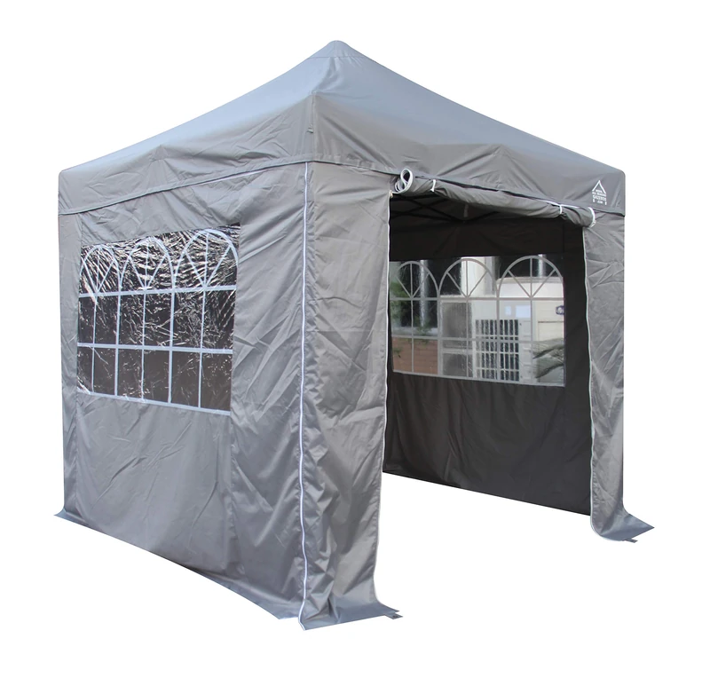All Seasons Gazebos 2.5x2.5m Heavy Duty Fully Waterproof Pop up Gazebos and 4 Premium Side Walls - Metallic Grey
