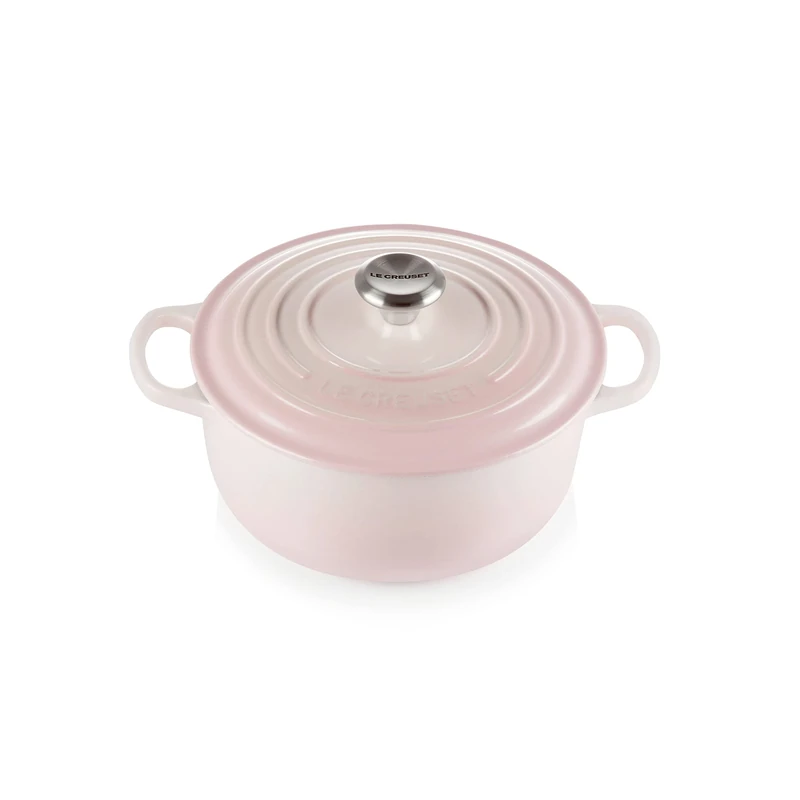 Le Creuset Signature Enamelled Cast Iron Round Casserole Dish With Lid, 20 cm, 2.4 Litre, Shell Pink, 21177207774430