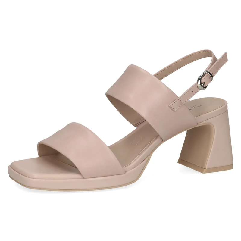 CAPRICE Women's Heeled Leather Sandals with Patent Finish, Beige (Rose Nappa), 3.5 UK