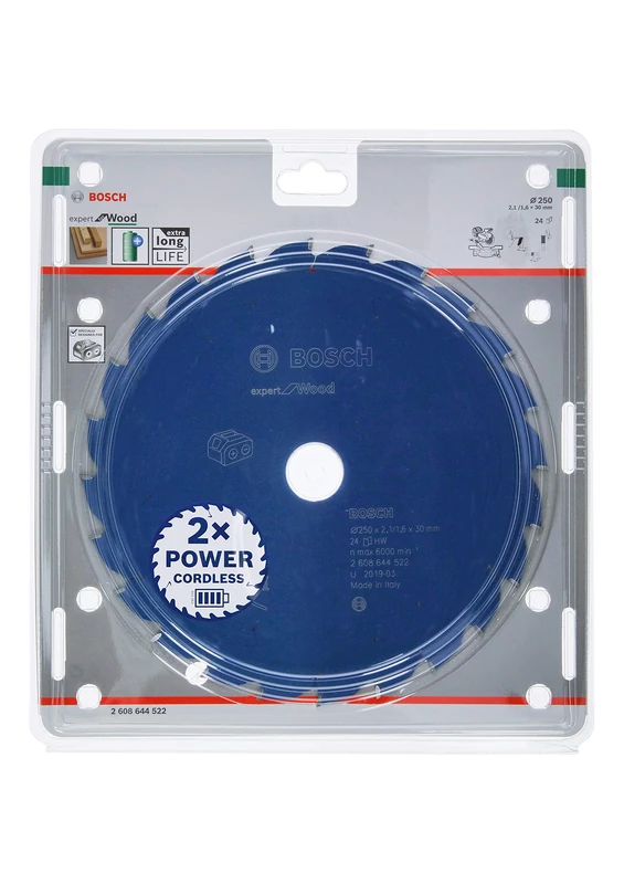 Bosch Professional Circular Saw Blade Expert (for Wood, 250 x 30 x 2.1 mm, 24 teeth; Accessories: Cordless Circular Saw)