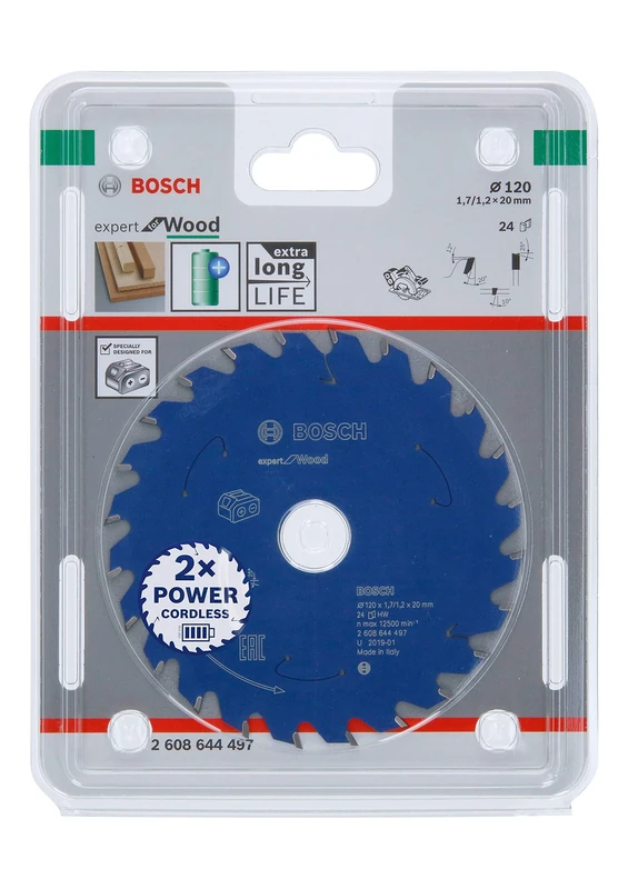 Bosch Professional Circular Saw Blade Expert (for Wood, 120 x 20 x 1.7 mm, 24 teeth; Accessories: Cordless Circular Saw)