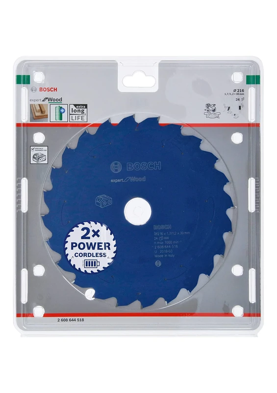 Bosch Professional Circular Saw Blade Expert (for Wood, 216 x 30 x 1.7 mm, 24 teeth; Accessories: Cordless Circular Saw)
