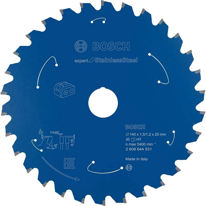 Bosch Professional Circular Saw Blade Expert for (Stainless Steel, 140 x 20 x 1.5 mm, 30 teeth; Accessories: Cordless Circular Saw)
